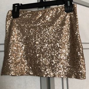 Gold sequin mini skirt